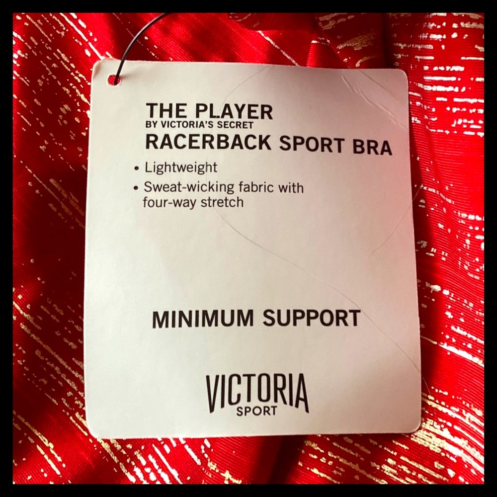 VICTORY’S SECRET The Player Crisis Cross Back Sports Bra Red & Gold - Picture 4 of 8